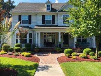 Beautifully landscaped front yard in NC suburbs