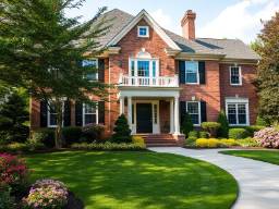 Lush front lawn of a wealthy homeowner's estate in NC, showcasing vibrant greenery.