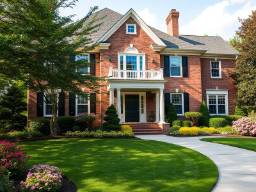 Lush front lawn of a wealthy homeowner's estate in NC, showcasing vibrant greenery.