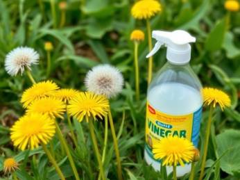 Effective dandelion remover: white vinegar and dish soap mix.
